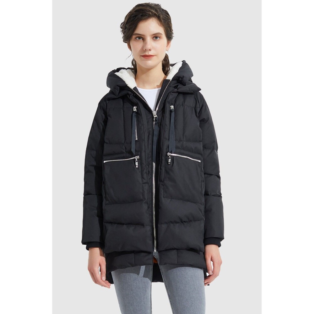 Orolay 092 Jacket Thickened Down Hooded Puffer Winter Coat Women 2XL Black EUC